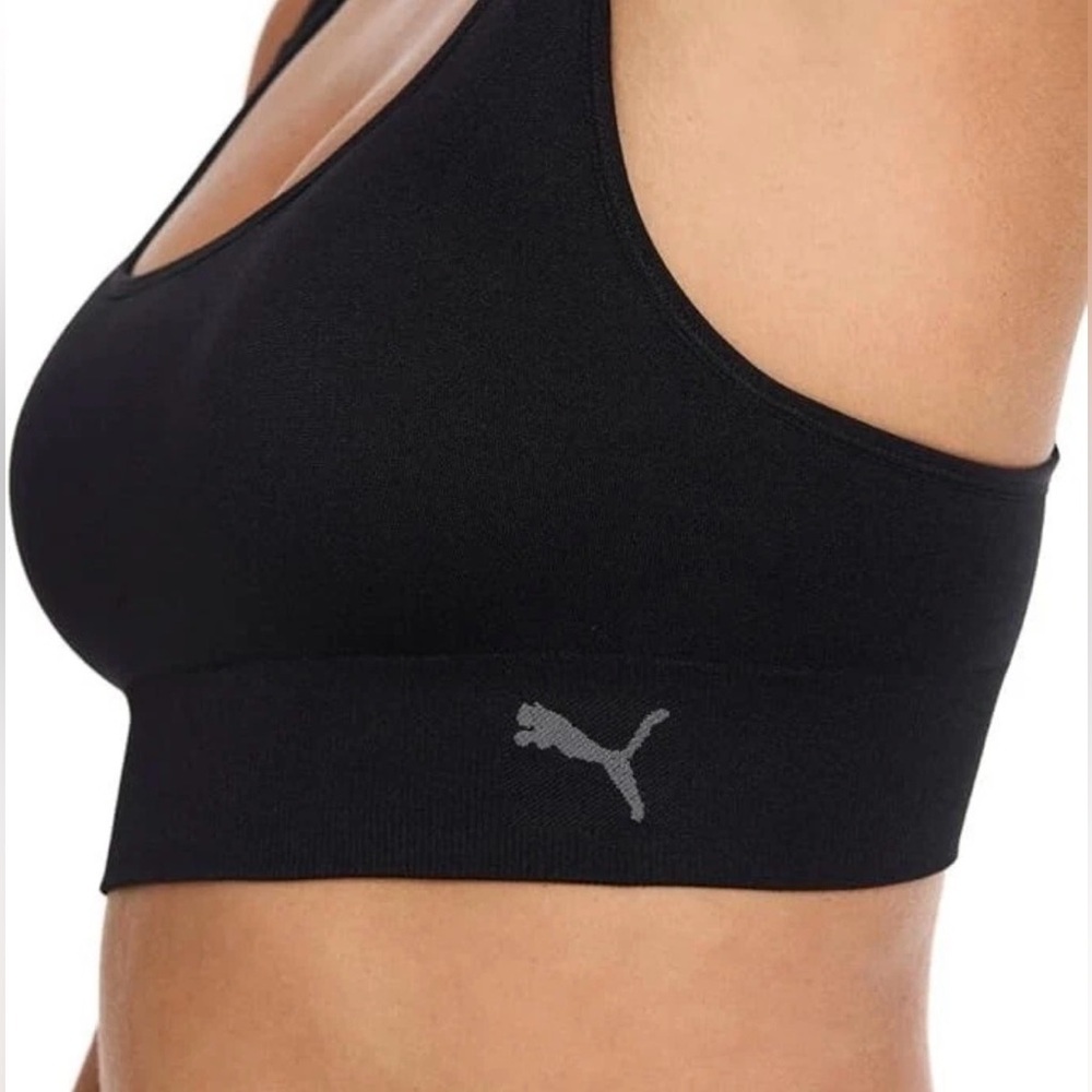 Puma Women's Seamless Square Neck Sports Bra - Gray Heather and Black (2 Pack) - Picture 6 of 7